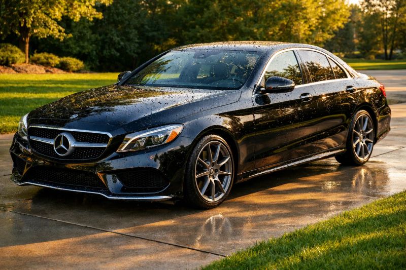 Detailer polishing a luxury vehicle in Arlington Heights, Fort Worth