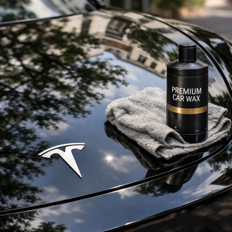 Detailer polishing vehicle paint during an automotive restoration service in Fort Worth